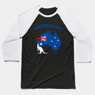 Australia Day Funny Australian Map Flag Patriotic Baseball T-Shirt